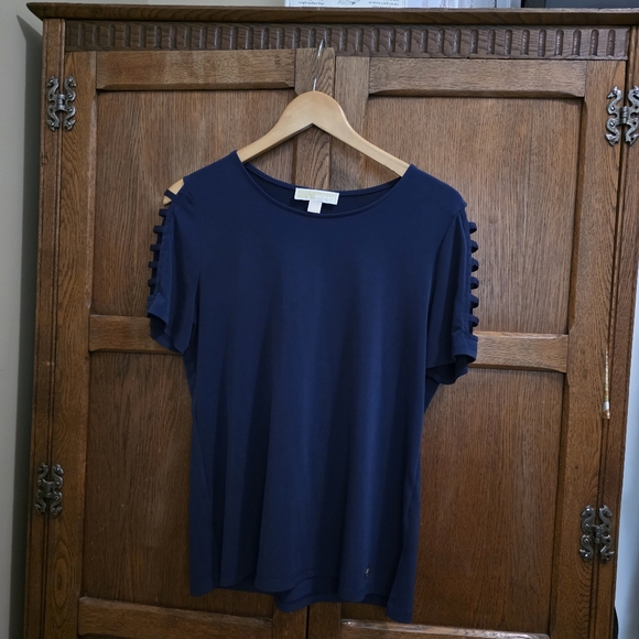 MICHAEL KORS | Navy Blue Short Sleeve Top – Women’s Medium - Picture 2 of 7